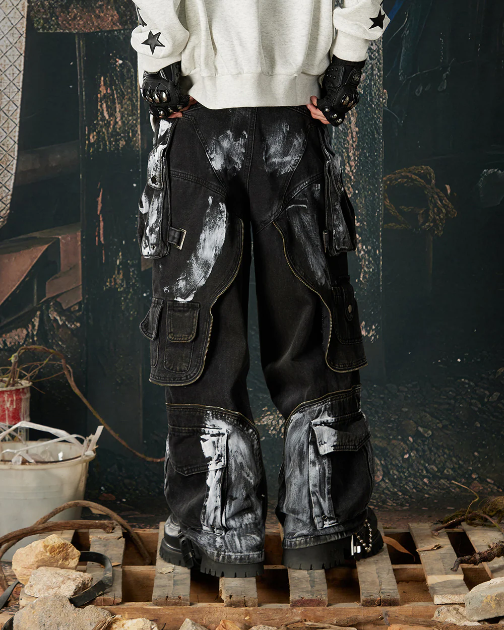 New Washed Multi-Pocket Street Cargo Pants - Image 15