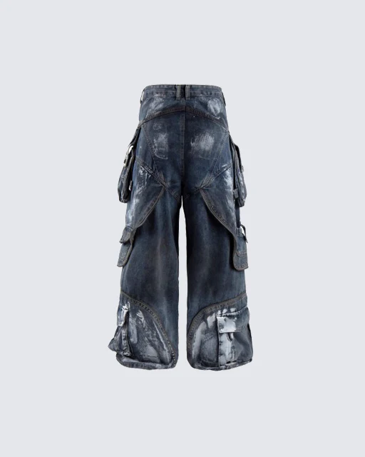 New Washed Multi-Pocket Street Cargo Pants - Image 9