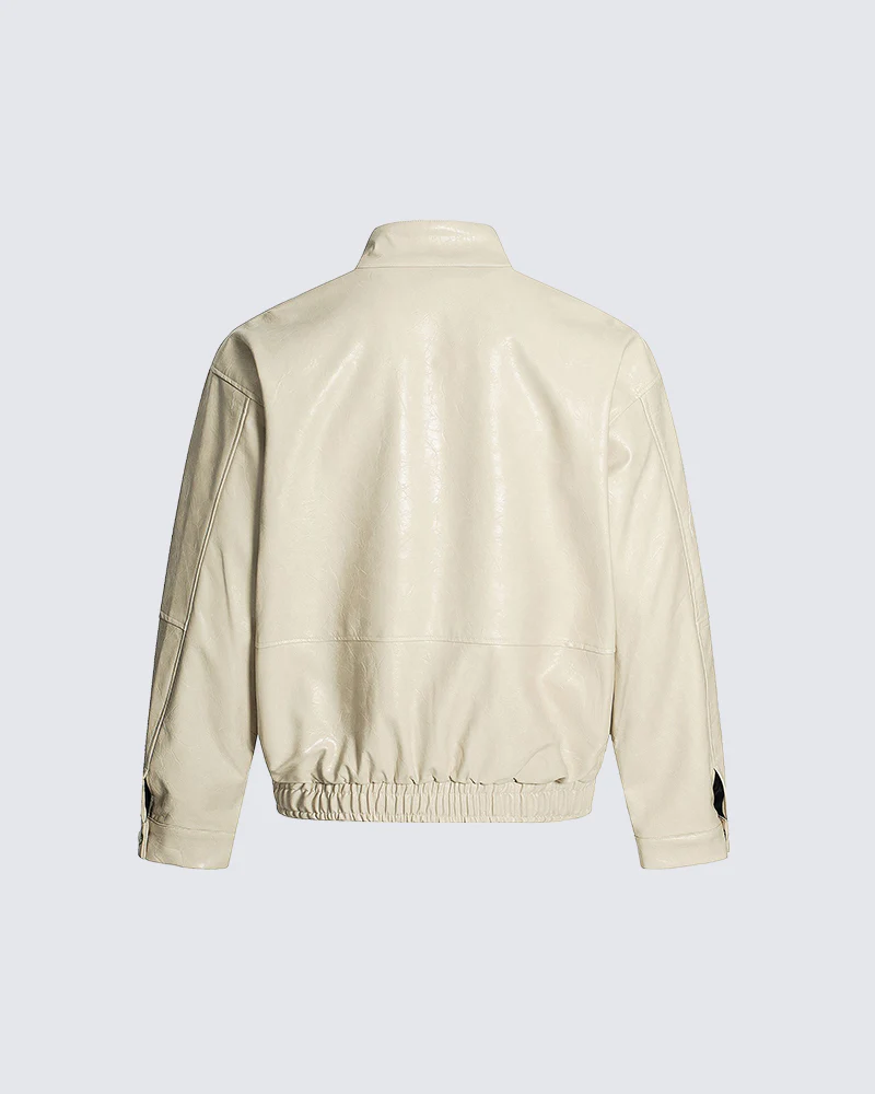 Old Money Style Boxy Vintage Biker Jacket - Image 5