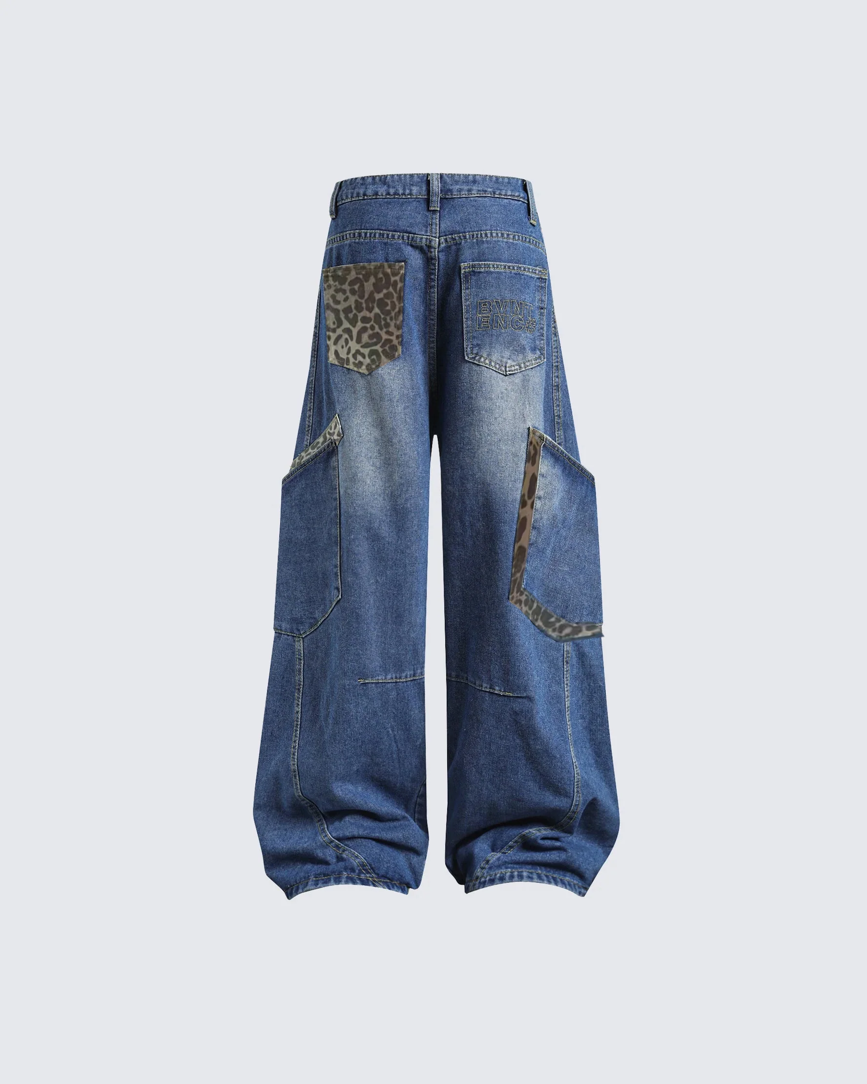 Oversized Denim Cargo Pants - Image 2