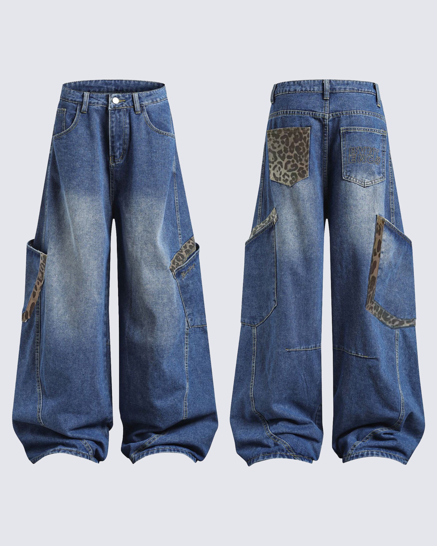 Oversized Denim Cargo Pants - Image 4
