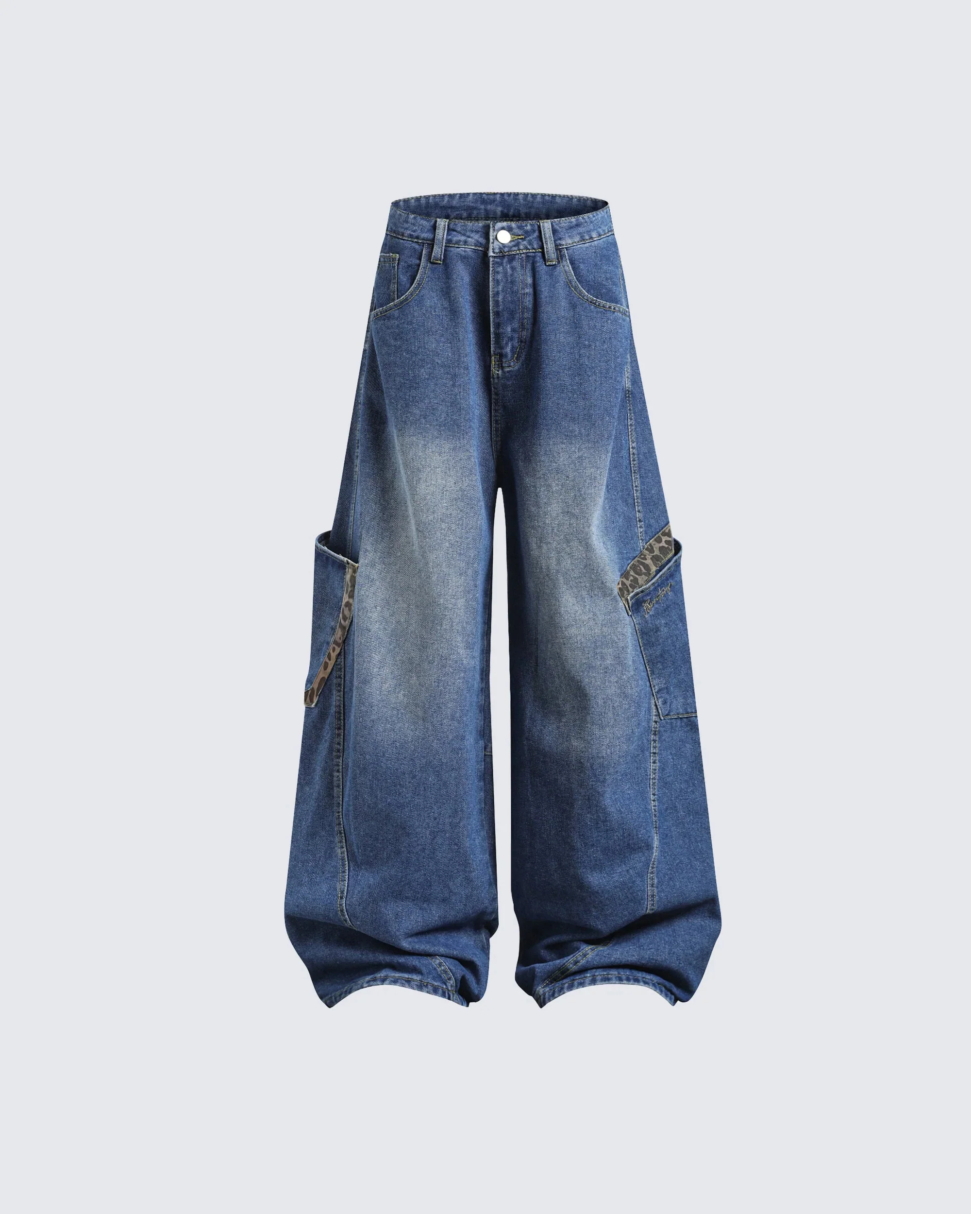 Oversized Denim Cargo Pants - Image 7