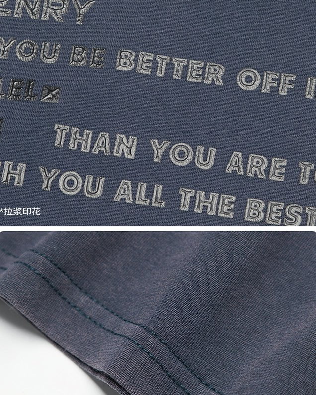 Mock Two-piece Retro Letter Printed Long Sleeve T-shirt - Image 6