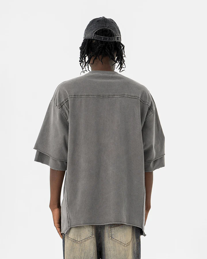 Oversized Vintage-Wash T-shirt - Gray - Image 2