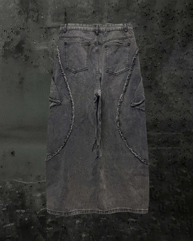（Clearance）Paint-Splattered Distressed Wide-Leg Jeans - Image 4