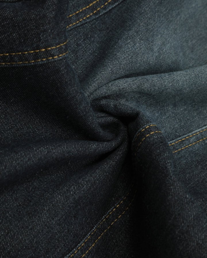 Patchwork Design Washed Denim Pants - Image 8