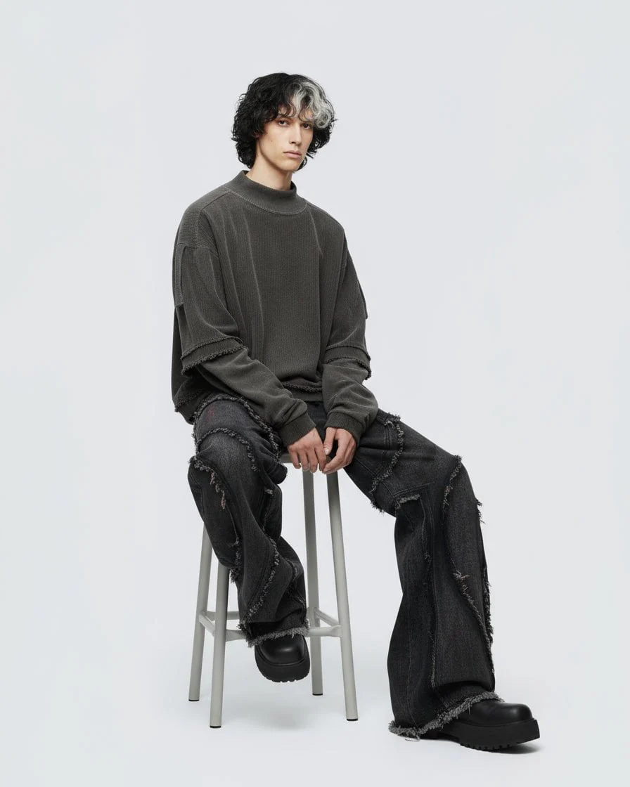 KIIKIO Patchwork Distressed Sweatshirt - Image 3