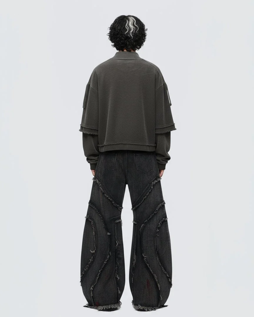 KIIKIO Patchwork Distressed Sweatshirt - Image 4
