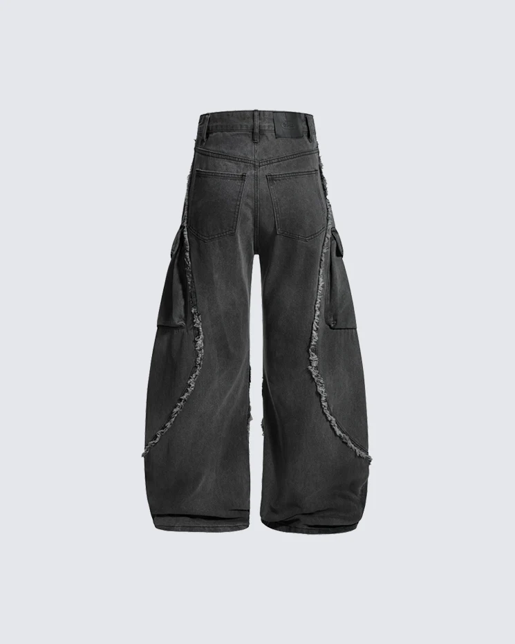 Patchwork Frayed Cargo Pants - Image 2