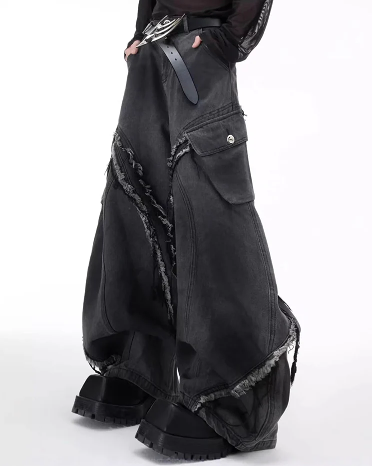 Patchwork Frayed Cargo Pants - Image 3