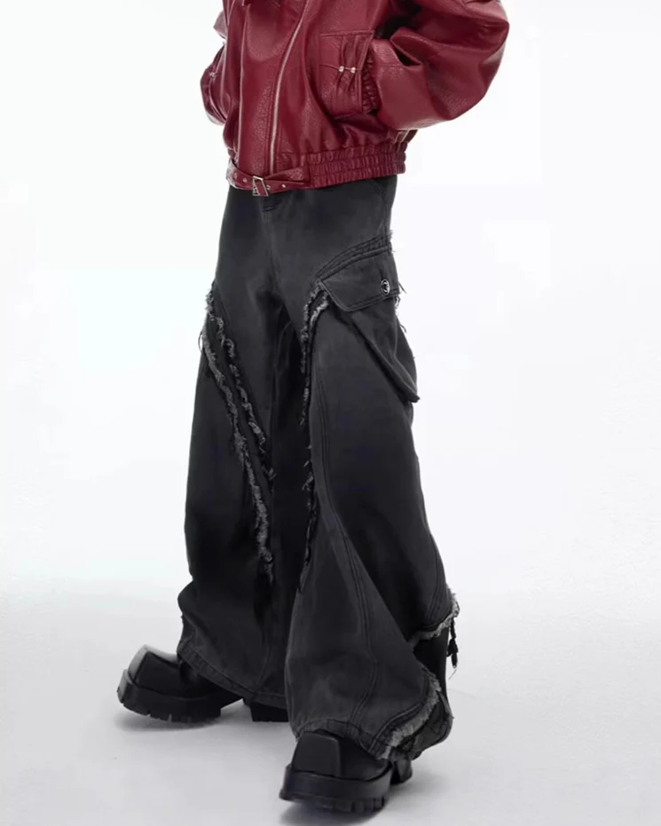 Patchwork Frayed Cargo Pants - Image 4