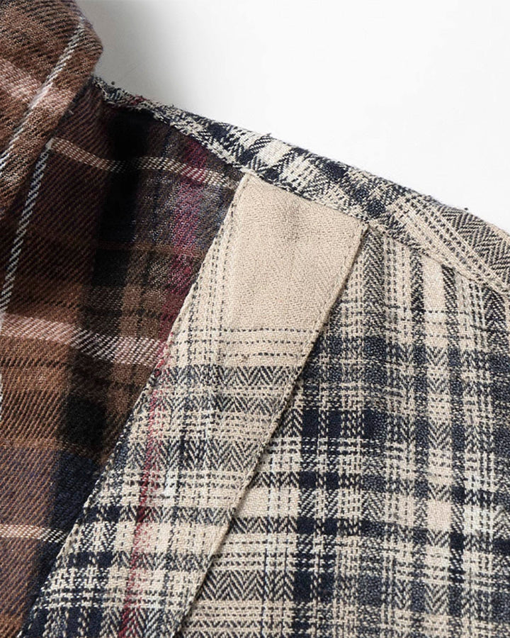 Patchwork Plaid Deconstructed Shirt - Image 4