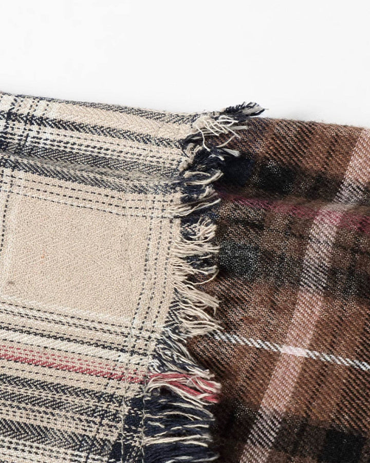 Patchwork Plaid Deconstructed Shirt - Image 6