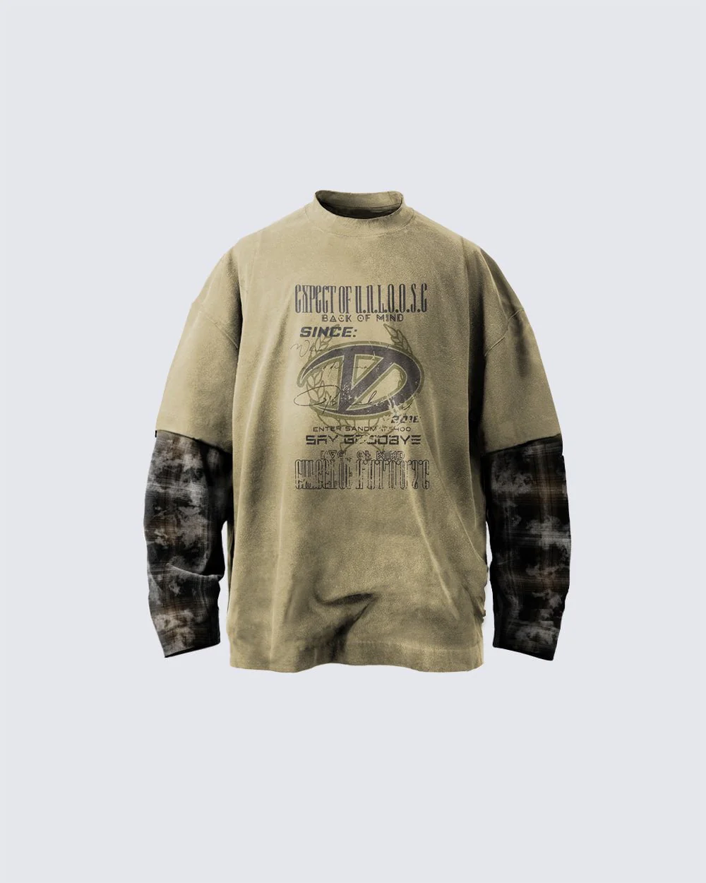 Patchwork Print Design Long-Sleeve T-Shirt - Image 4