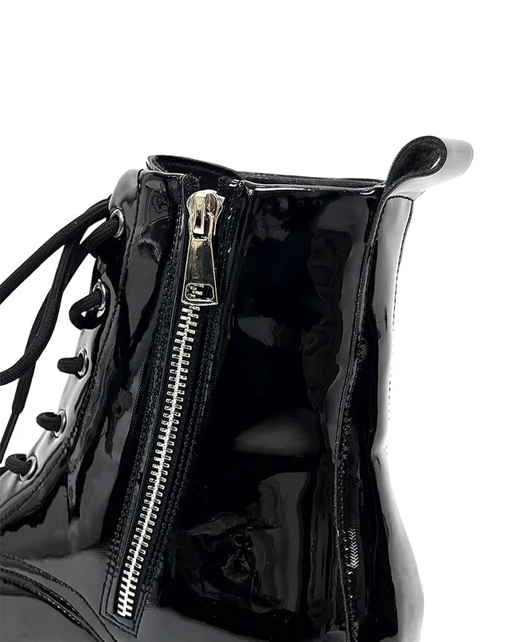Patent Leather Platform Combat Boots - Image 11