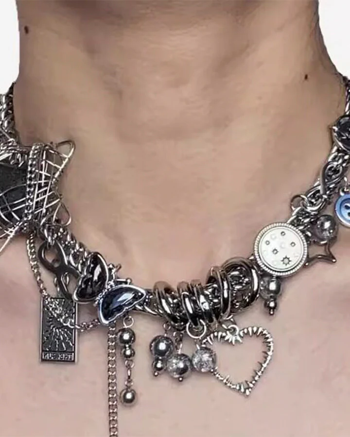 Pentagram Cosmic Star Punk Choker Necklace - Image 2