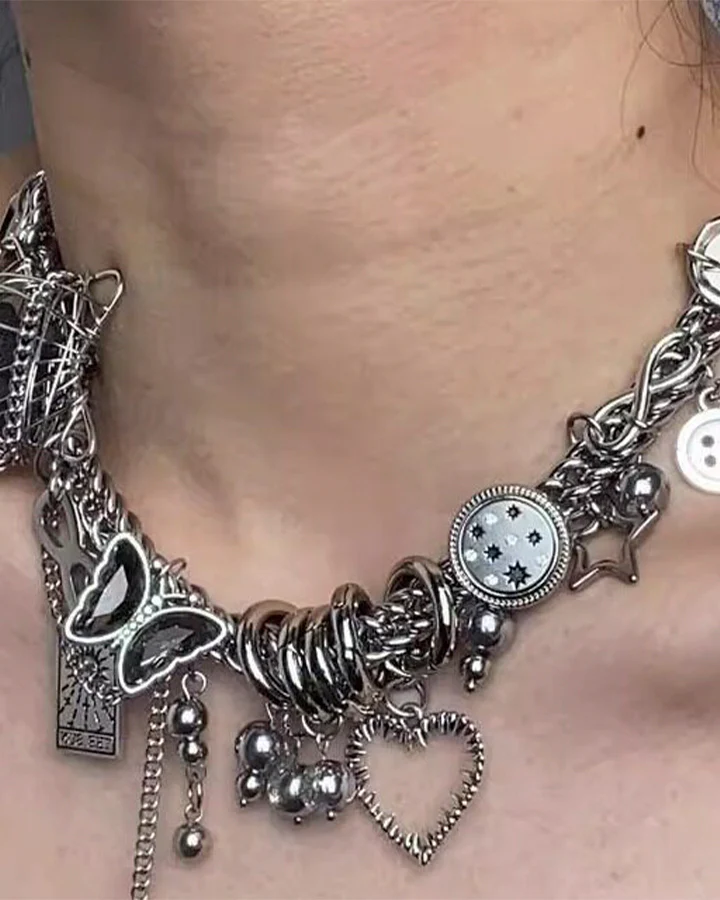 Pentagram Cosmic Star Punk Choker Necklace - Image 3