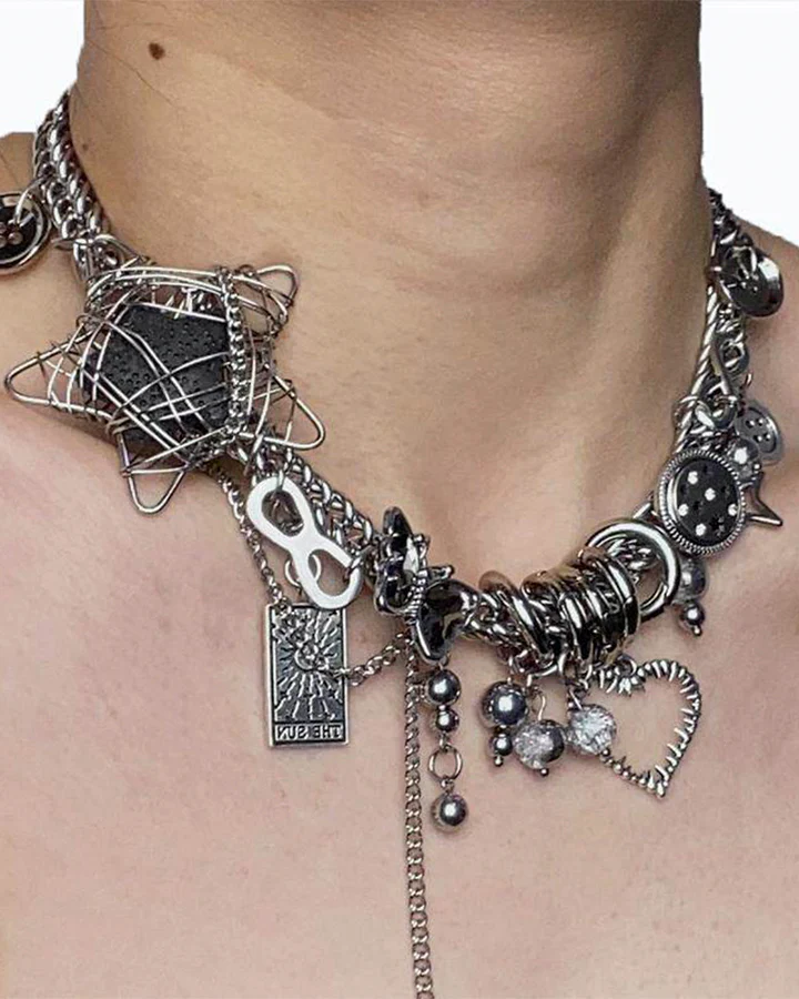 Pentagram Cosmic Star Punk Choker Necklace - Image 5