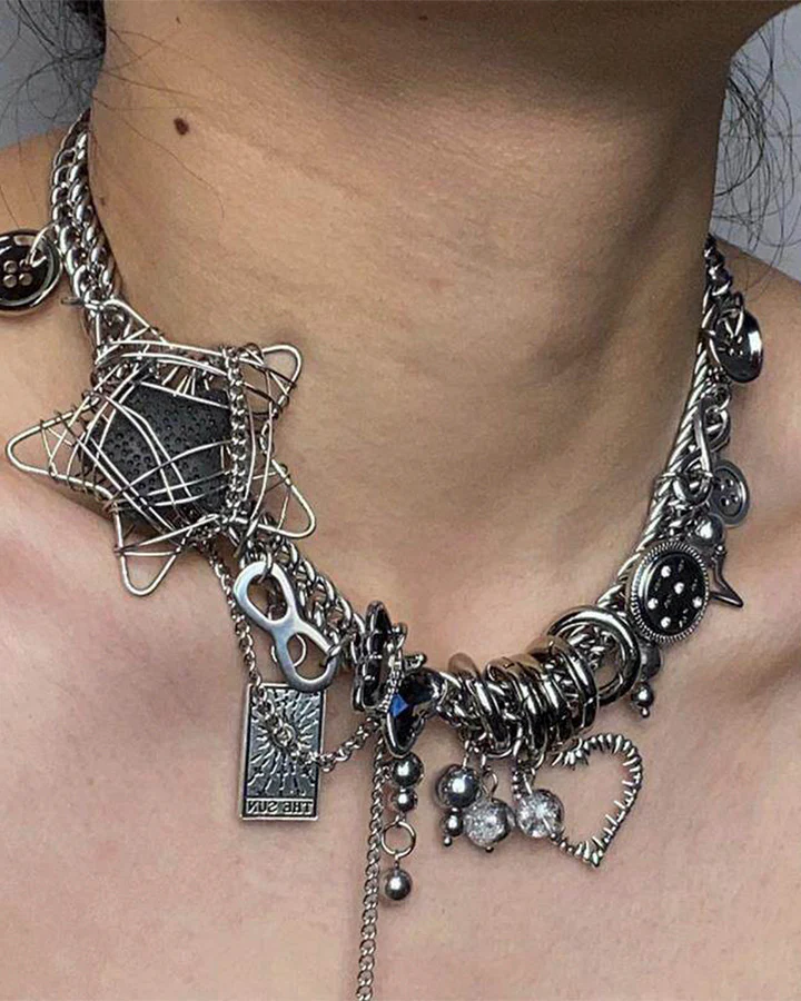 Pentagram Cosmic Star Punk Choker Necklace - Image 6