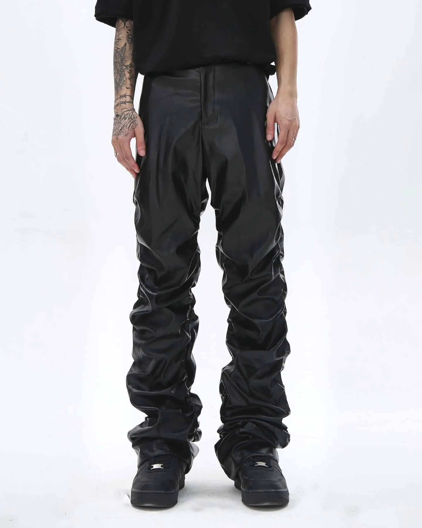 Pleated Pu Jeans - Image 3