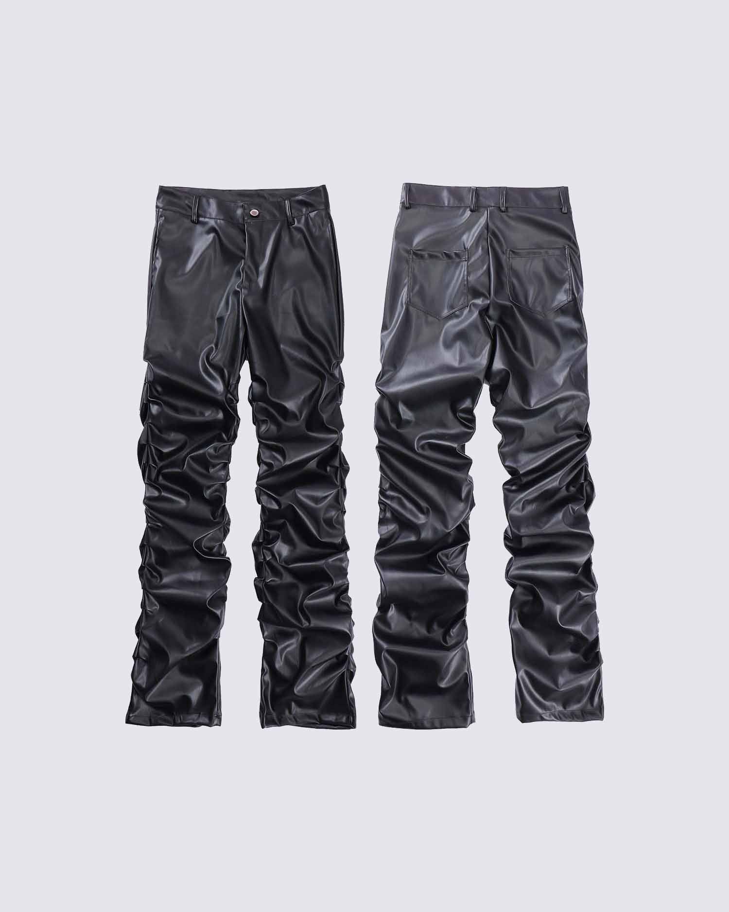 Pleated Pu Jeans - Image 5