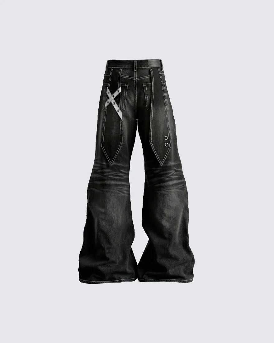 Post-Apocalyptic Flared Distressed Denim