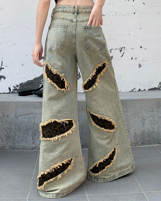 Post-Apocalyptic Printed Distressed Floor-Length Jeans - Image 4