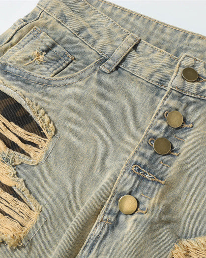 Post-Apocalyptic Printed Distressed Floor-Length Jeans - Image 6