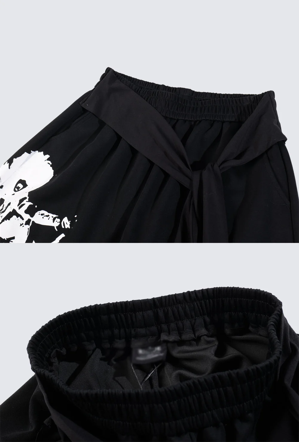 Printed Curved Seam Wide Leg Drawstring Pants - Image 2