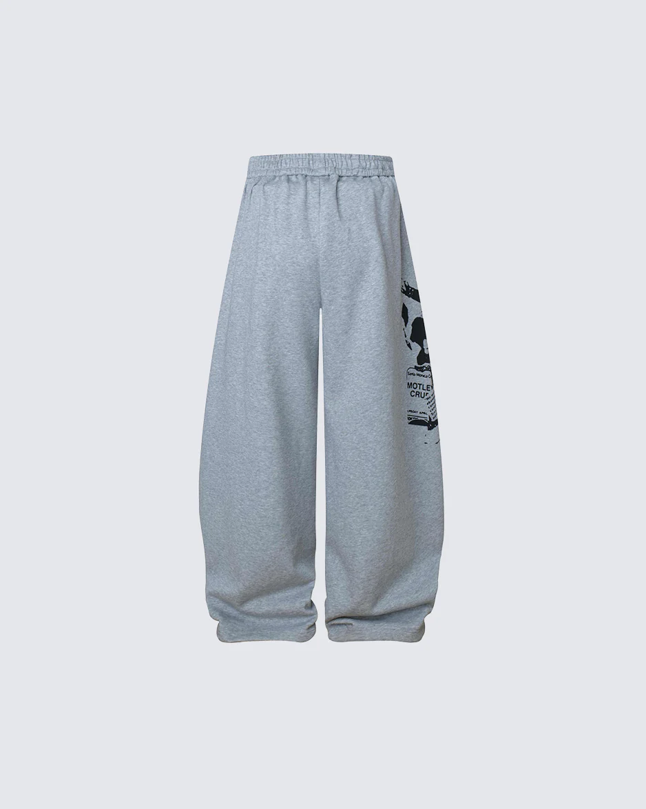 Printed Curved Seam Wide Leg Drawstring Pants - Image 5