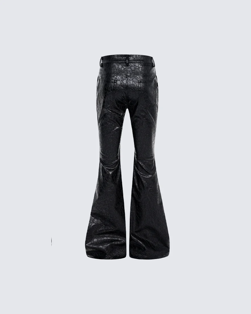 PU Leather Textured Straight-Leg Pants - Image 7