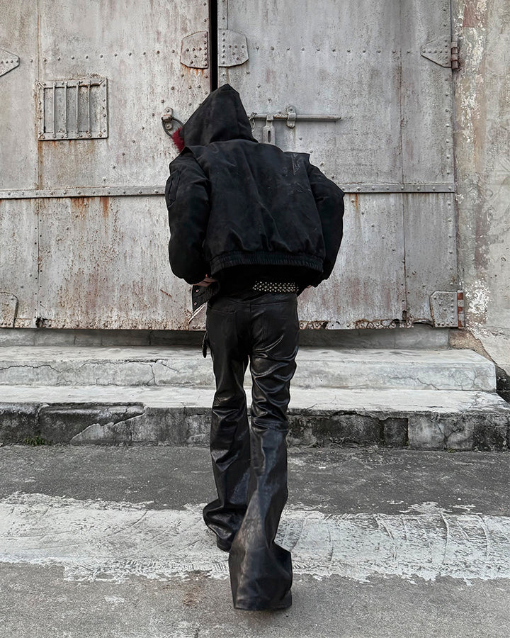 PU Leather Textured Straight-Leg Pants - Image 8
