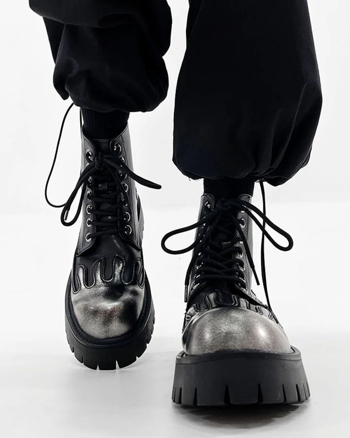 Punk Flame Platform Ankle Boots - Image 2