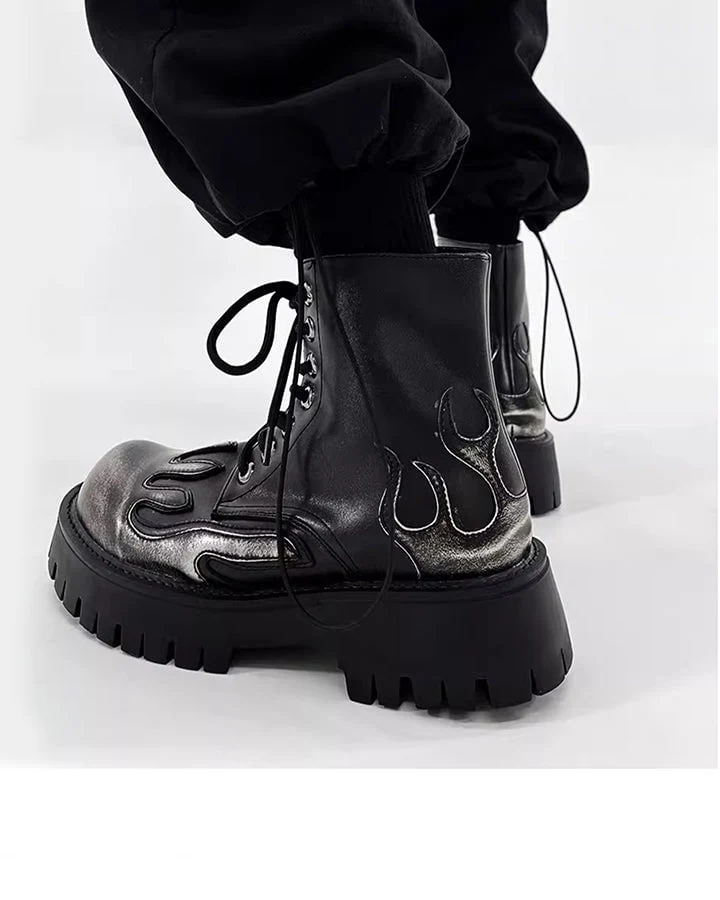 Punk Flame Platform Ankle Boots - Image 3