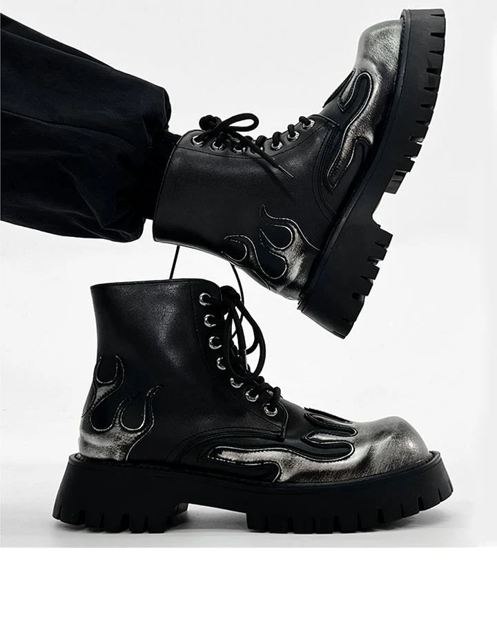 Punk Flame Platform Ankle Boots - Image 4