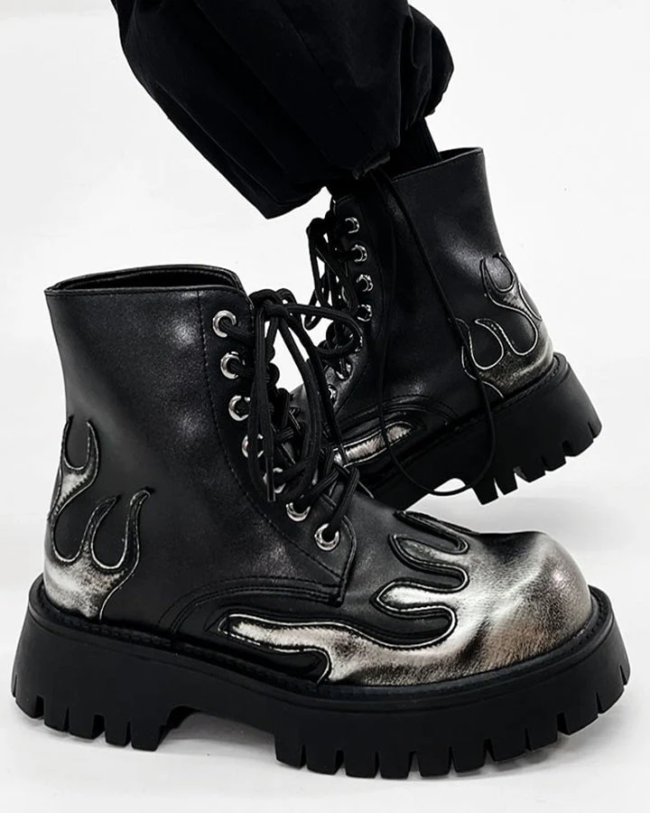 Punk Flame Platform Ankle Boots - Image 5