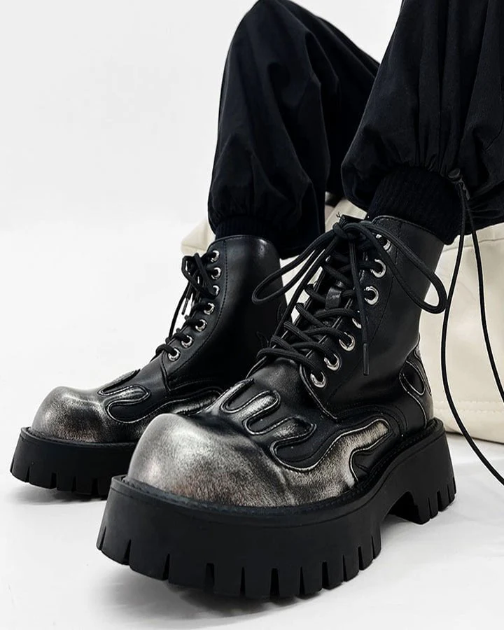 Punk Flame Platform Ankle Boots - Image 6