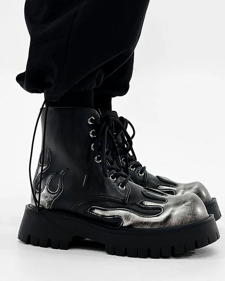 Punk Flame Platform Ankle Boots - Image 7