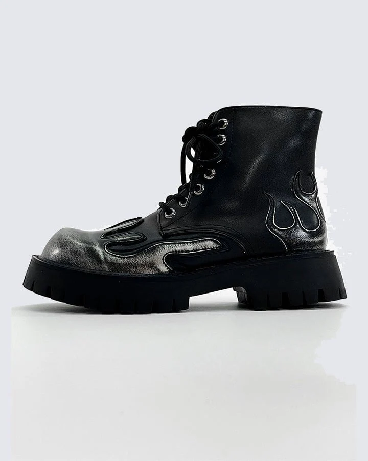 Punk Flame Platform Ankle Boots - Image 8