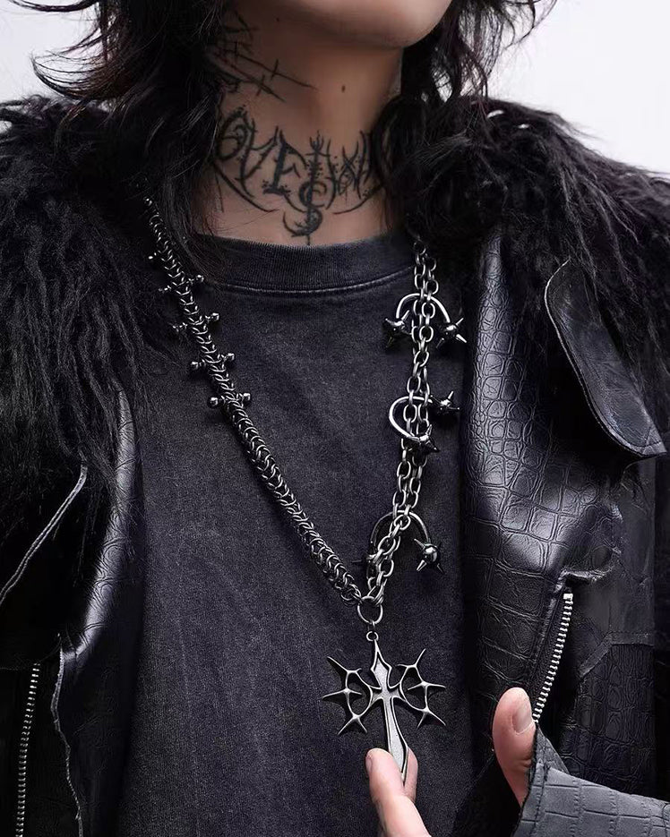 Punk Gothic Subcultural Vintage Cross Necklace - Image 3
