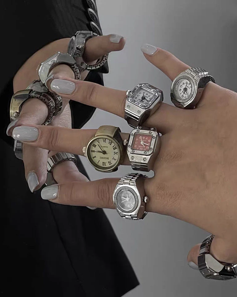 Punk-Inspired Quartz Watch Ring - Image 5