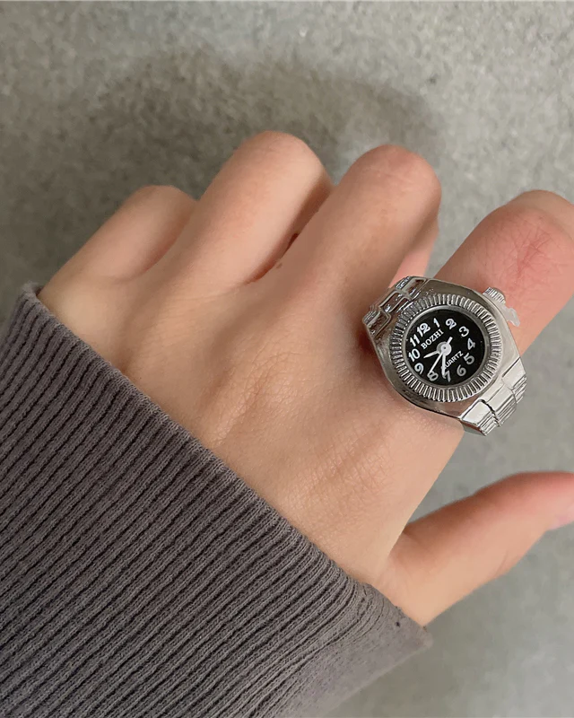Punk-Inspired Quartz Watch Ring - Image 8