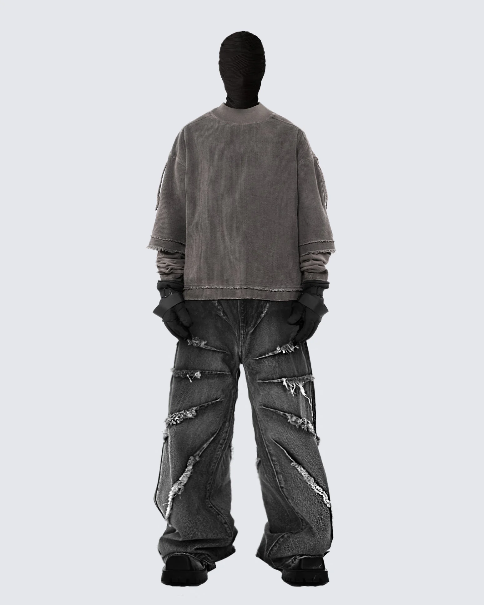Raw Edge Straight Leg Pants - Image 3