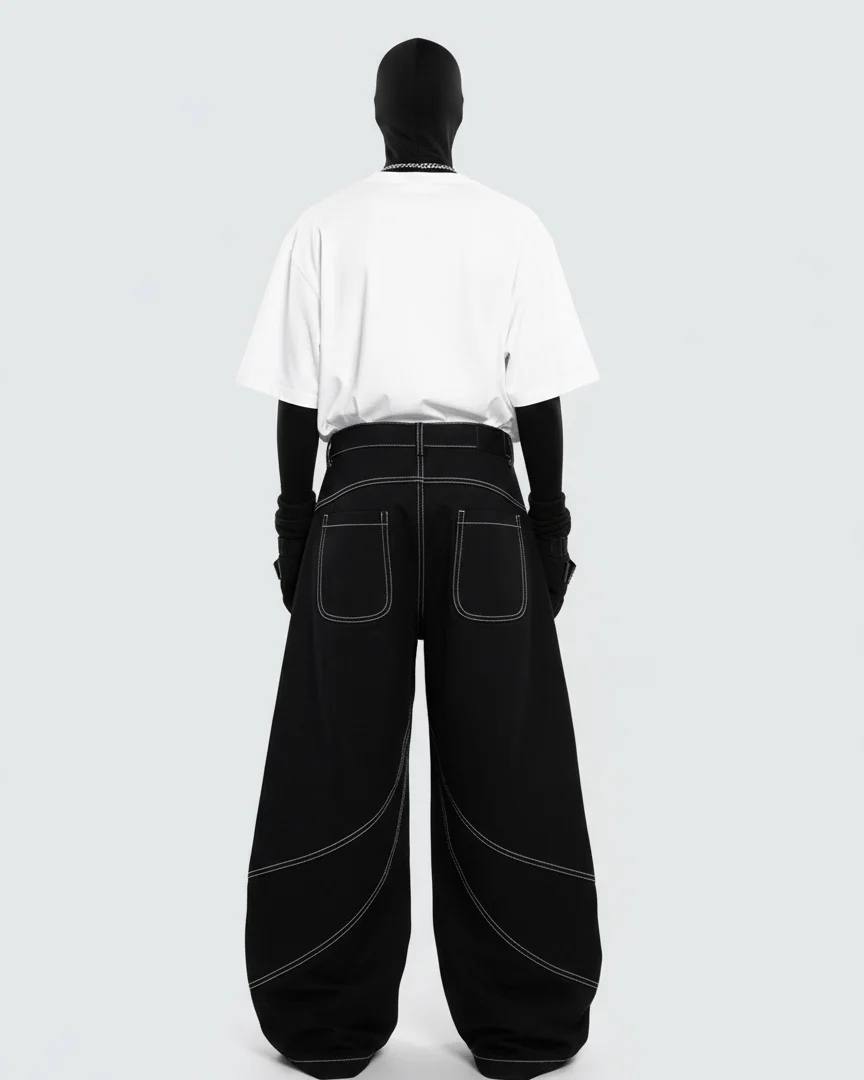 Rebellious Threads—Bold Black Denim Pants - Image 4