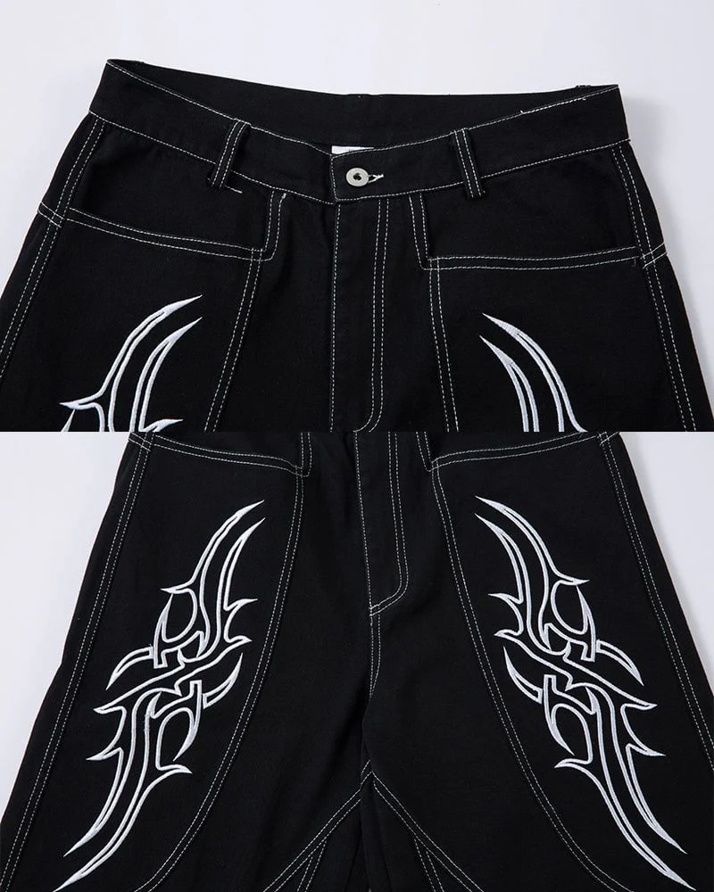 Rebellious Threads—Bold Black Denim Pants - Image 7