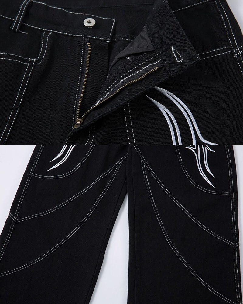 Rebellious Threads—Bold Black Denim Pants - Image 8