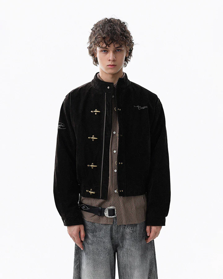 Retro Aviation Buckle Stand Collar Jacket - Image 11