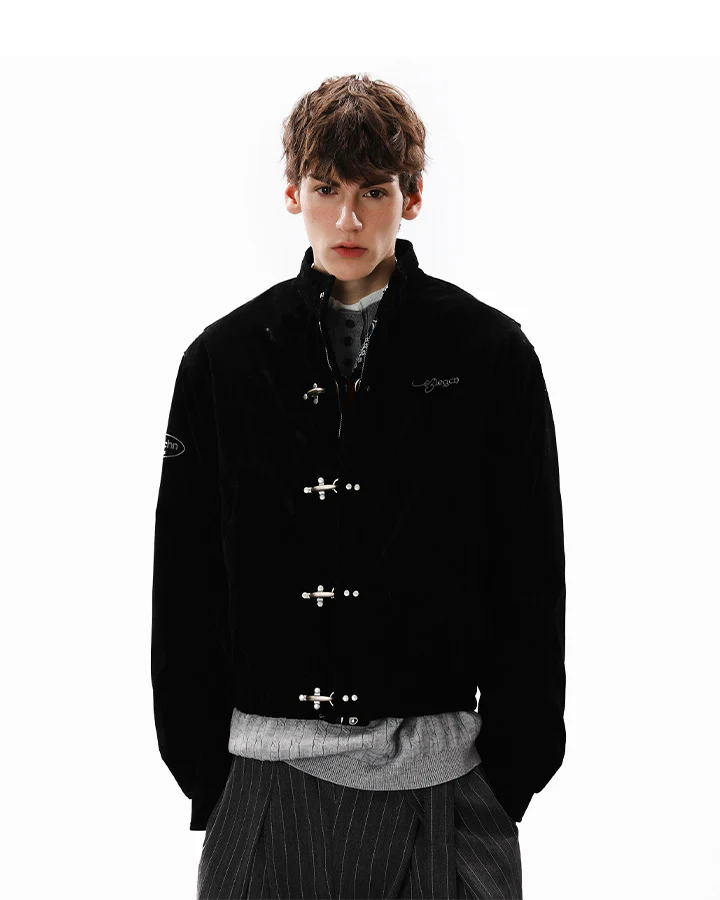 Retro Aviation Buckle Stand Collar Jacket - Image 2