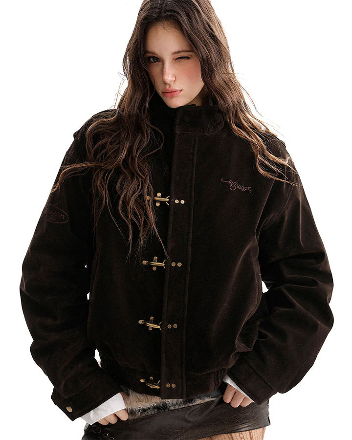 Retro Aviation Buckle Stand Collar Jacket - Image 7