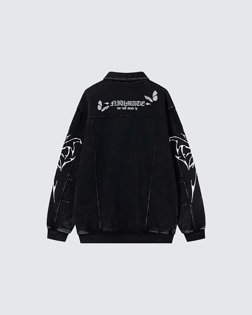 Retro Butterfly Graphic Zip-Up Jacket - Image 3